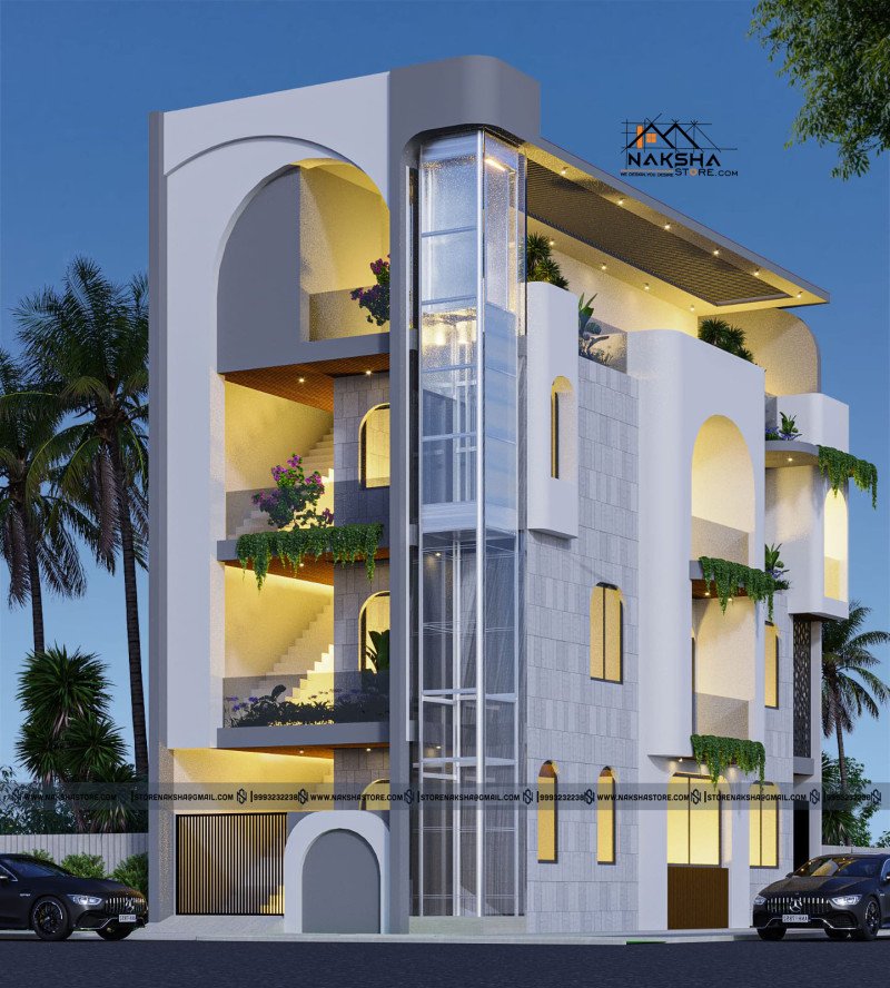 25×40 Modern House Elevation Design | Luxury 3D Exterior by Naksha Store